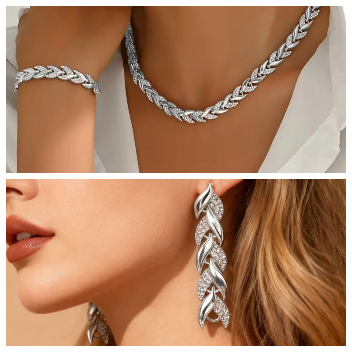 Elegant Glass Rhinestone Fish Tail Set