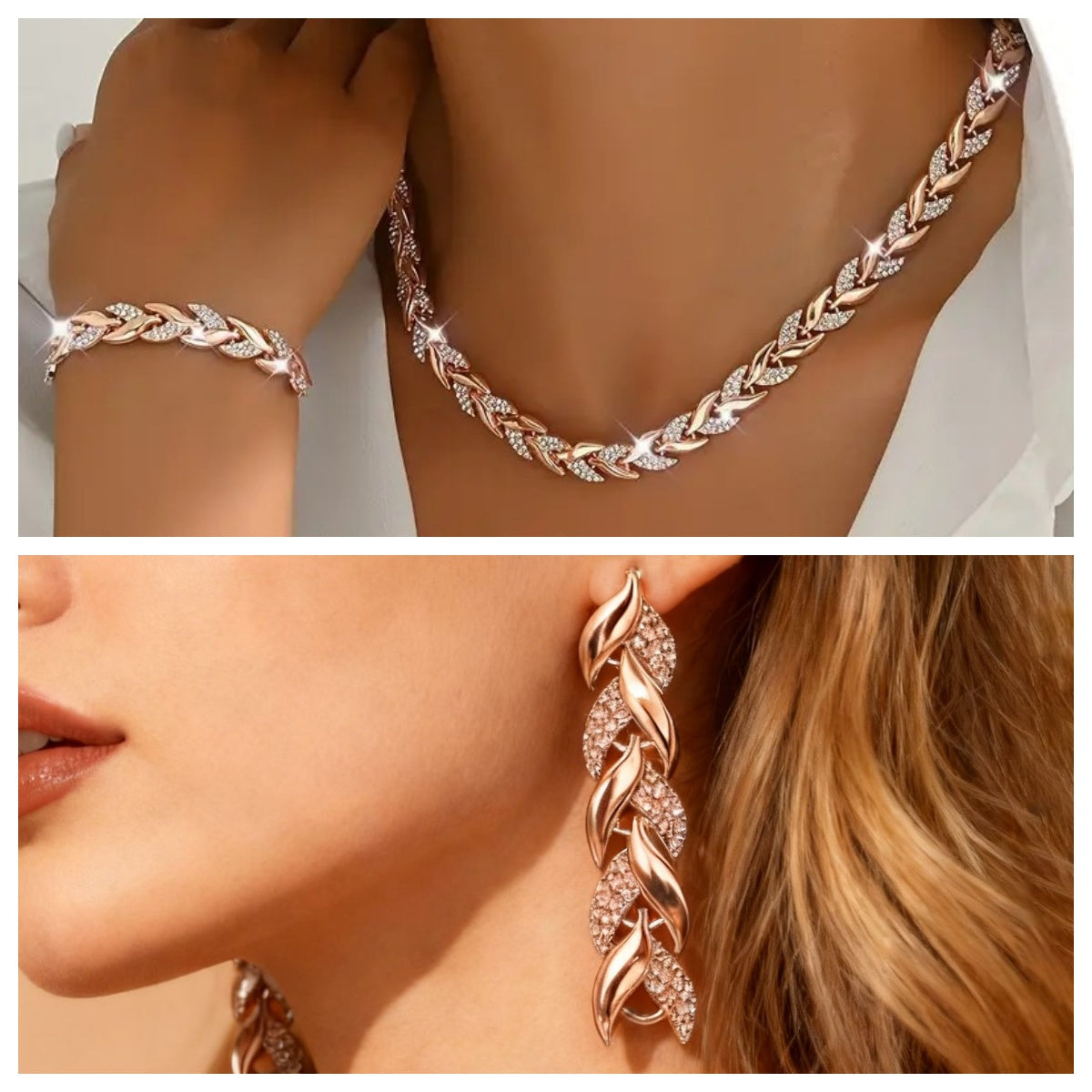 Elegant Glass Rhinestone Fish Tail Set